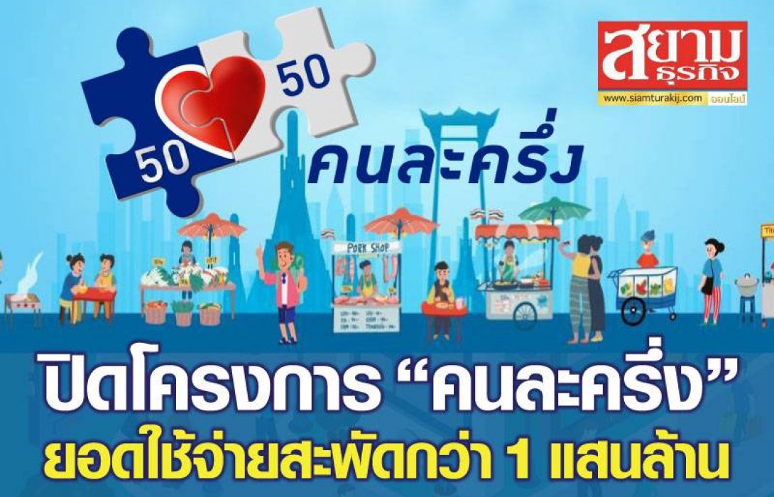 ปิดโครงการ”คนละครึ่ง” ยอดใช้จ่ายสะพัดกว่า 1 แสนล้าน