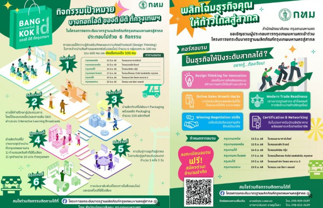 กทม. ส่ง “บางกอกไอดี ของดี มีดี ที่กรุงเทพฯ”หนุนผู้ประกอบการยกระดับผลิตภัณฑ์กทม. สู่สากล