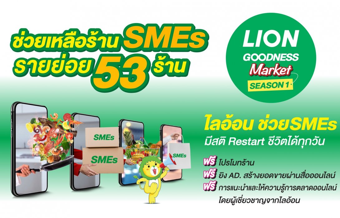  “โครงการ LION Goodness Market - Season 1” หนุน SMEs รายย่อย 53 ร้านค้าฝ่าวิกฤตโควิด-19 สร้างยอดขาย