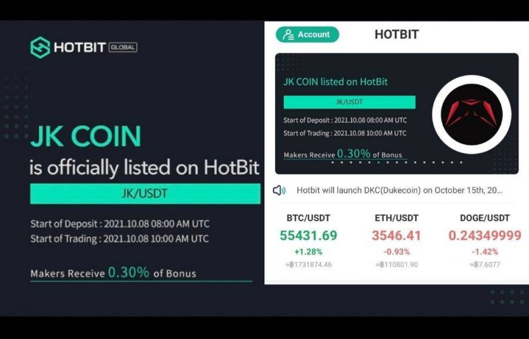 กระหึ่ม JK Coin เหรียญคนไทยร่วมพัฒนา เปิดเทรดวันแรกบน Hotbit ราคาพุ่งแตะ 1.5 usd