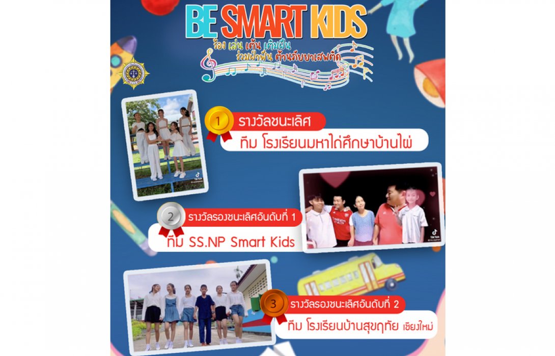 สำนักงาน ป.ป.ส. ประกาศผลรางวัล  “BE SMART KIDS” ร้อง เล่น เต้น เติมฝัน ร่วมฝ่าฟัน ต้านภัยยาเสพติด