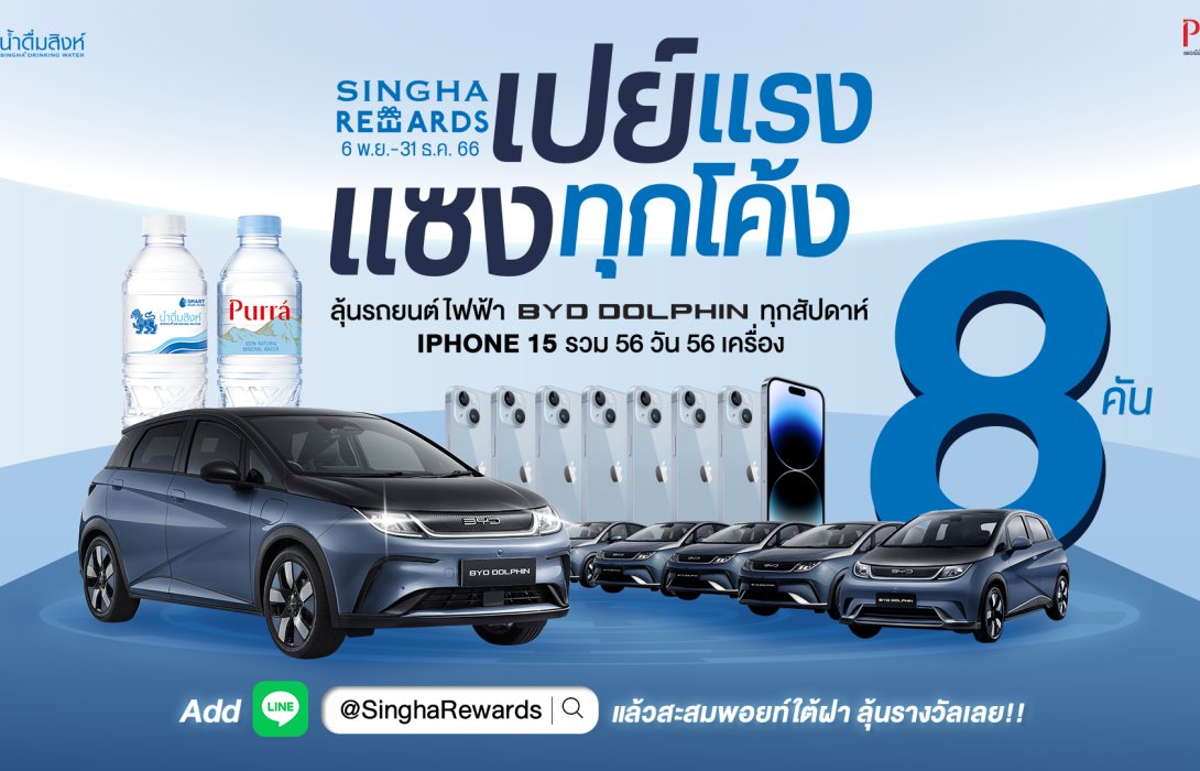 “สิงห์ รีวอร์ด” จัดบิ๊กแคมเปญประจำปี 2566 แจกรถยนต์ไฟฟ้าทุกสัปดาห์ iPhone15 ทุกวันถึงสิ้นปี! รวมมูลค่ากว่า 9 ล้านบาท