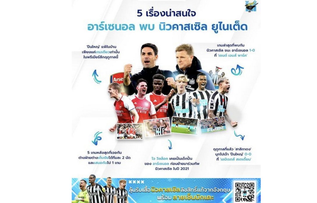 5 เรื่องน่าสนใจ ศึกแห่งทีมเพื่อนรัก อาร์เซนอล พบ นิวคาสเซิล ยูไนเต็ด