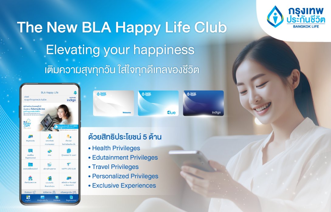 กรุงเทพประกันชีวิต ใส่ใจพัฒนาสิทธิประโยชน์ใหม่ 5 ด้าน ยกระดับความสุขทั้งไลฟ์สไตล์ และ สุขภาพผ่านบีแอลเอ แฮปปี้ไลฟ์ คลับ