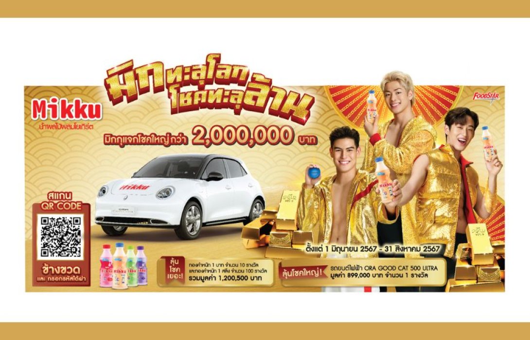 “มิกกุ” มู้ดใหม่สไตล์เรา จัดแคมเปญใหญ่ “มิกกุ มิกทะลุโลก โชคทะลุล้าน” แจกรถ แจกทอง รวมมูลค่ากว่า 2 ล้านบาท!