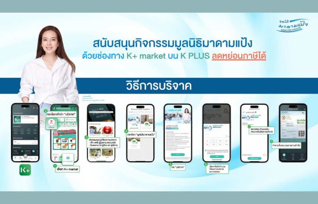 สนับสนุนกิจกรรมมูลนิธิมาดามแป้ง ผ่าน K+ market ลดหย่อนภาษีได้