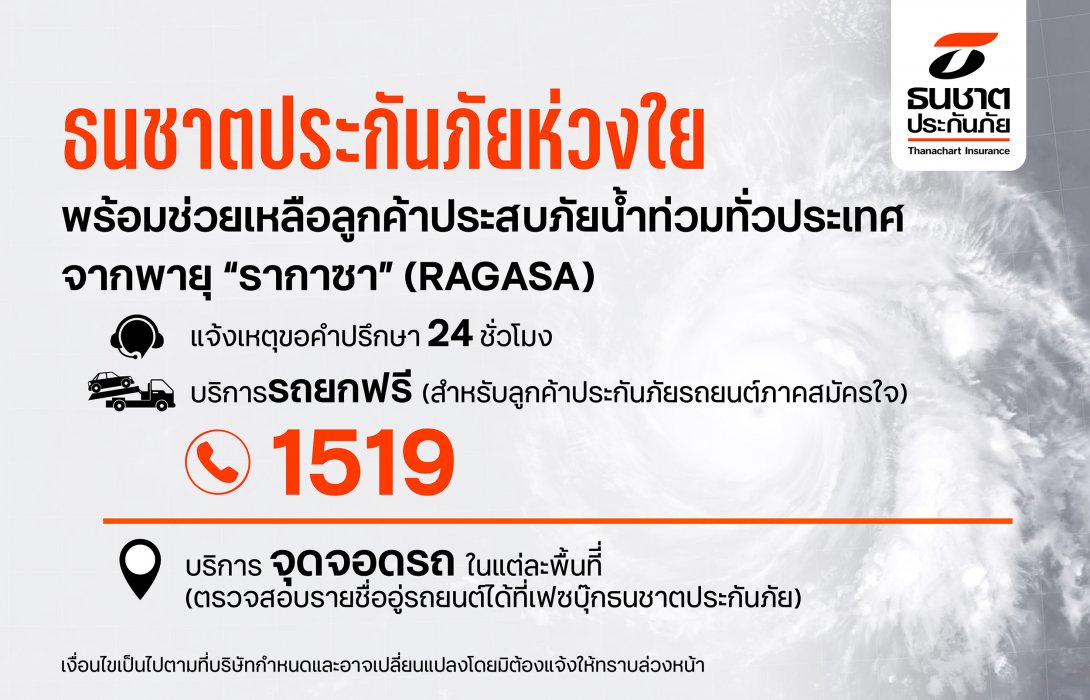 ธนชาตประกันภัย เตือนผู้ใช้ถนน เลี่ยงเส้นทางน้ำท่วมขัง พร้อมย้ำบริการช่วยเหลือลูกค้าพื้นที่เสี่ยงภัยน้ำท่วมทั่วประเทศ