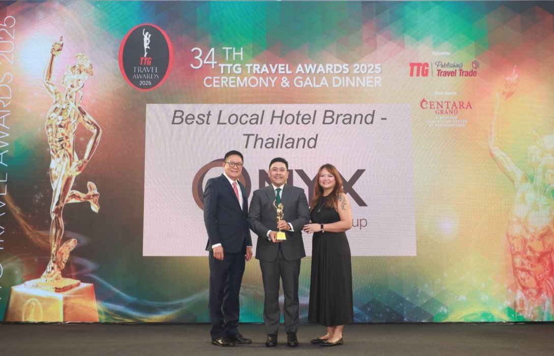 “ออนิกซ์ ฮอสพิทาลิตี้ กรุ๊ป” ยืนหนึ่งในใจลูกค้าและพันธมิตร คว้ารางวัล “Best Local Hotel Brand - Thailand” จากTTG Travel Awards ครั้งที่ 34