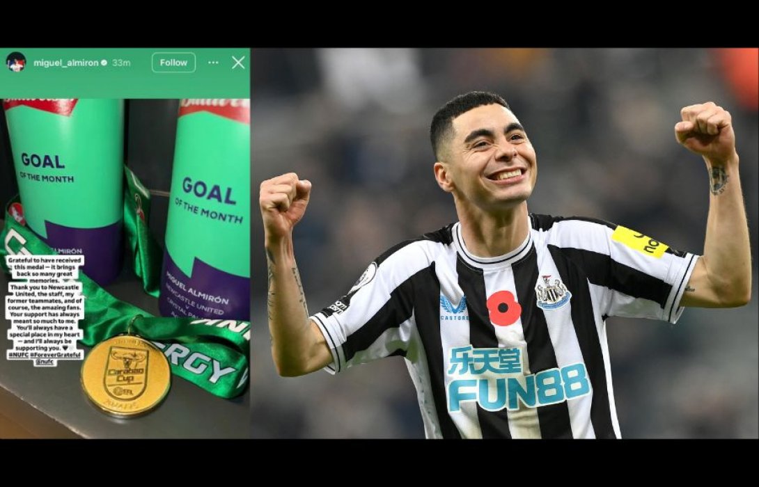 อยู่ในใจเสมอ! มิเกล อัลมิร่อน ดีใจได้เหรียญแชมป์ลีก คัพ จากนิวคาสเซิล