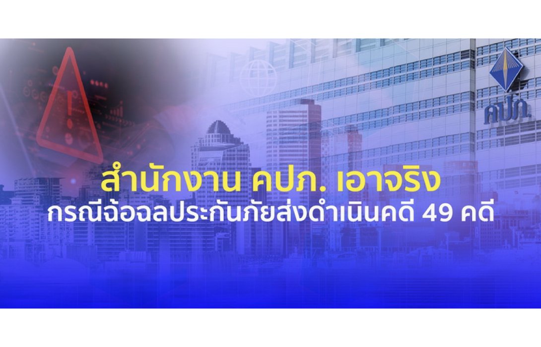 สำนักงาน คปภ. เอาจริงกรณีฉ้อฉลประกันภัยส่งดำเนินคดี 49 คดี พร้อมเร่งเพิ่มประสิทธิภาพการป้องกันและปราบปรามการฉ้อฉลประกันภัยด้วยระบบปัญญาประดิษฐ์ AI