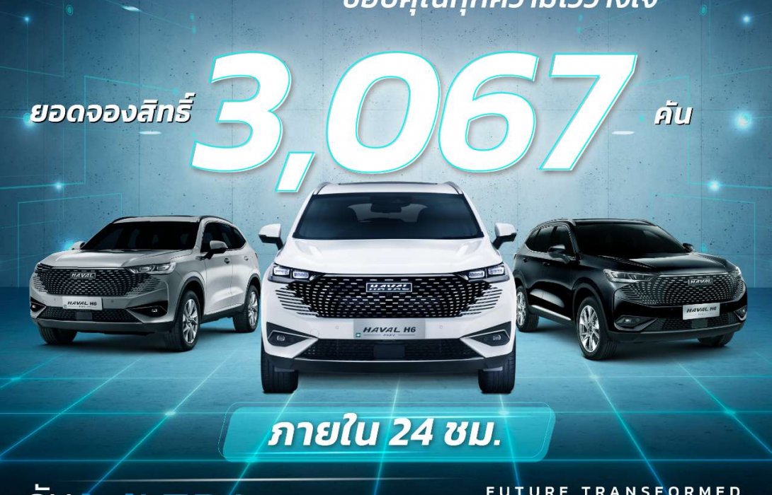 เกรท วอลล์ มอเตอร์ ปลื้ม ยอดจองสิทธิ์เพื่อซื้อ All New HAVAL H6 Plug-in Hybrid SUV สูงถึง 3,067 คันใน 24 ชั่วโมง!