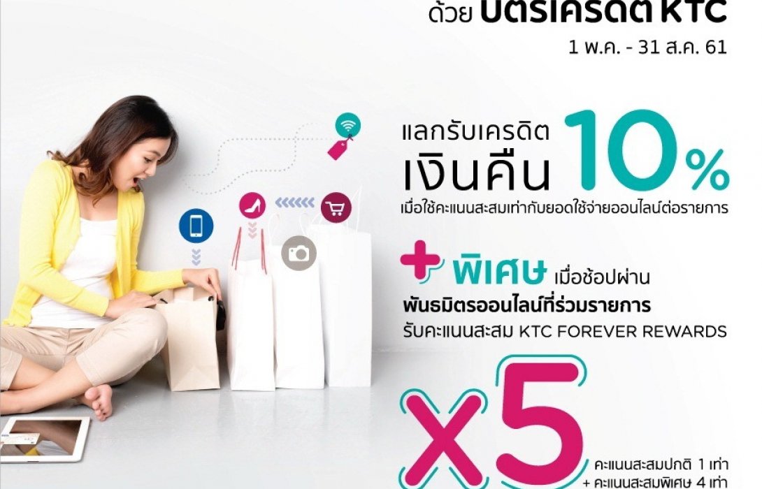 เคทีซีขยายเวลารับเงินคืนให้กับนักช้อปออนไลน์ทุกเว็บทั่วโลก