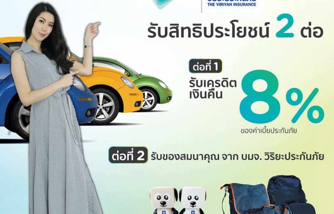 เคทีซีร่วมกับวิริยะประกันภัย ให้สมาชิกรับสิทธิ์2ต่อ  เมื่อซื้อประกันภัยรถยนต์ภาคสมัครใจ