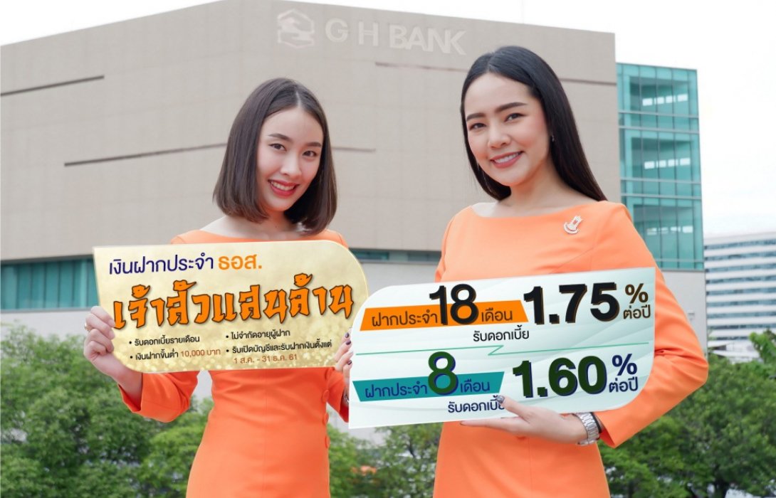 ธอส.ชวนเปิดบัญชีเงินฝากประจำเจ้าสัวแสนล้าน รับดอกเบี้ยสูงสุด 1.75% ต่อปี