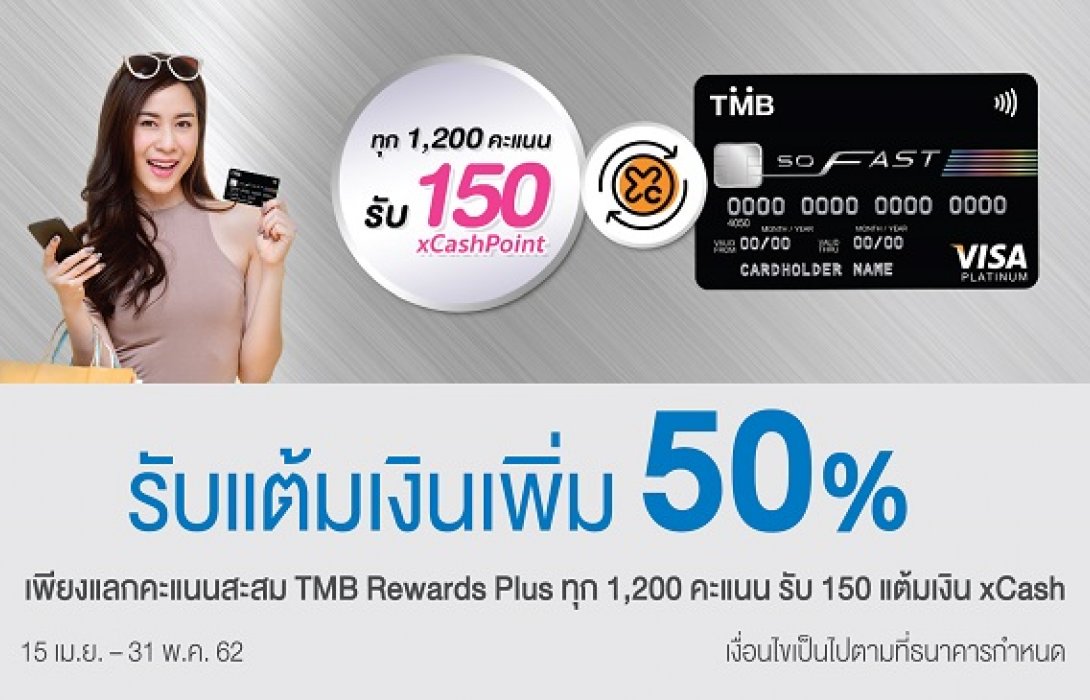 บัตรเครดิตทีเอ็มบีรู้ใจนักช้อป มอบเครดิตเงินคืนสูงสุด 12,000 บาท 