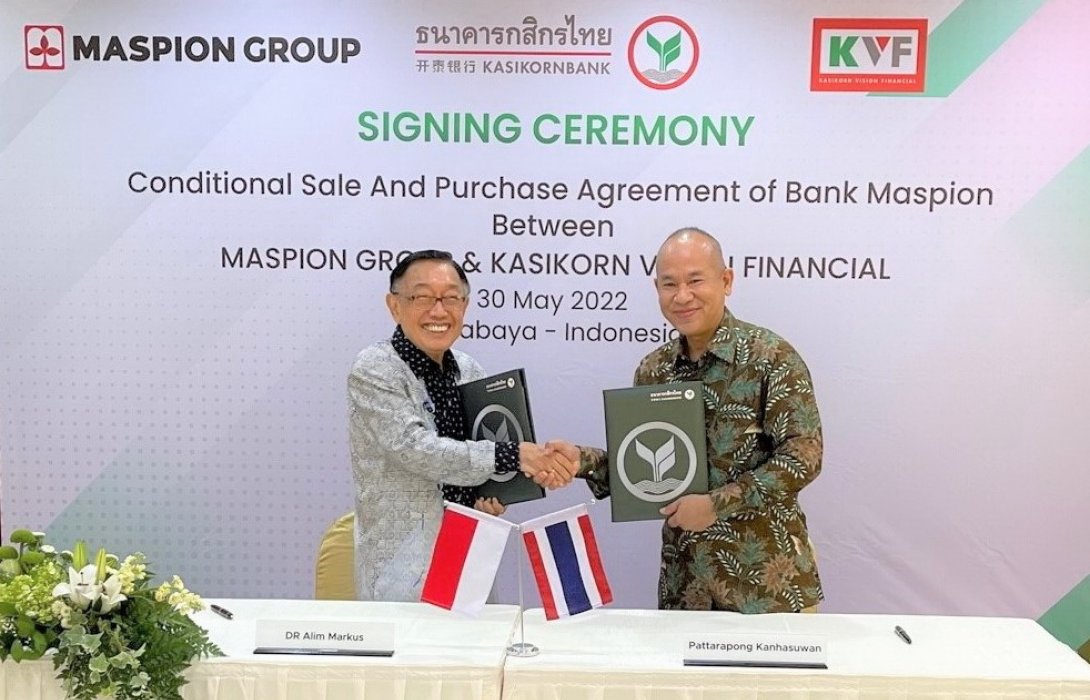 กสิกร วิชั่น ไฟแนลเชียล ลงนามในสัญญาซื้อขายหุ้น 67.50% ในธนาคารแมสเปี้ยน อินโดนีเซีย 