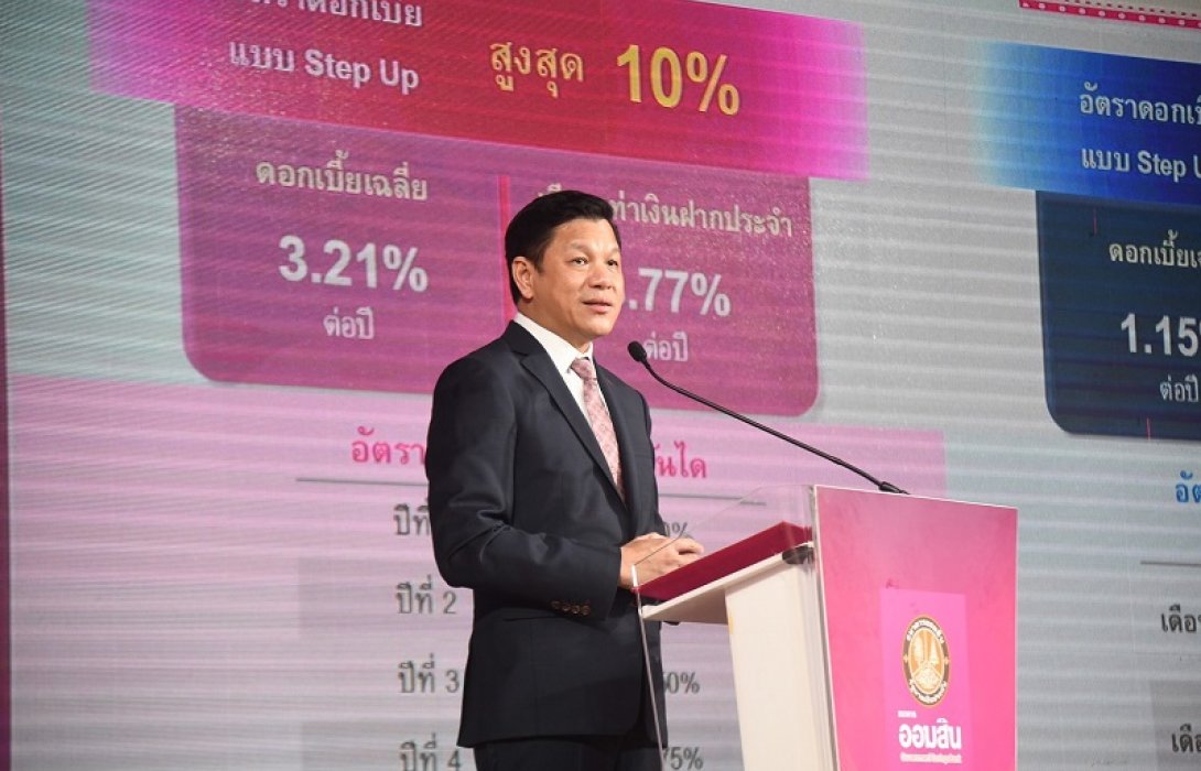 ออมสิน ใจป้ำเปิดตัวเงินฝากดอกเบี้ยขั้นบันได สูงสุด 4.5% และ 10%