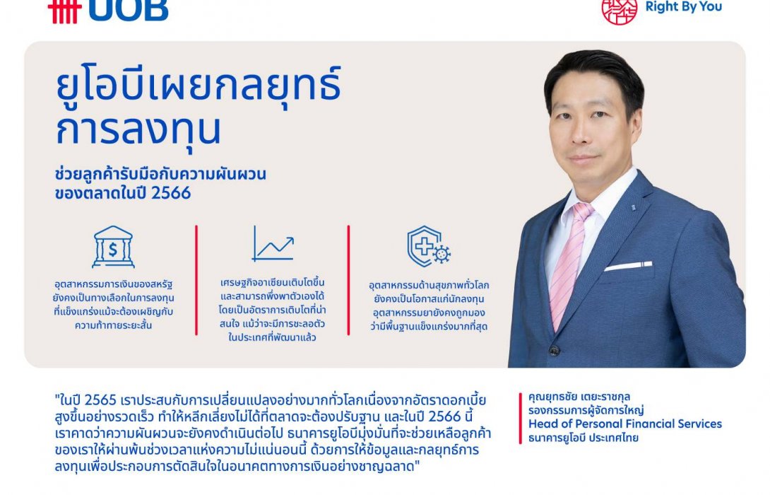 “ยูโอบี” เผยกลยุทธ์การลงทุน ช่วยลูกค้ารับมือกับความผันผวนของตลาดในปี 2566