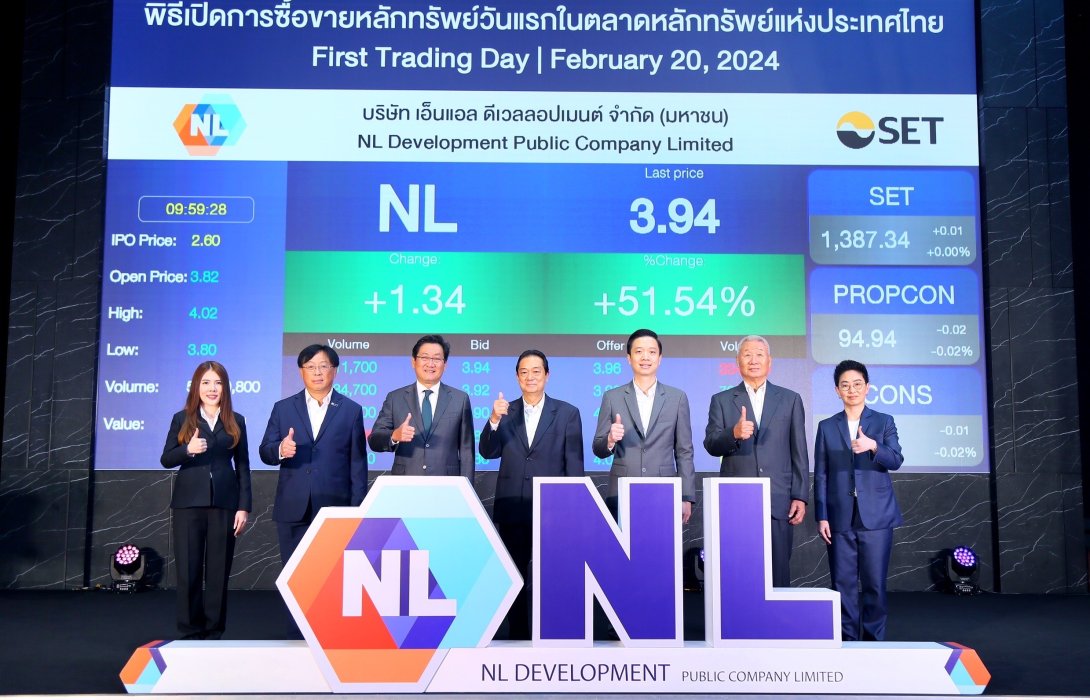 NL สุดร้อนแรง ราคาเปิดเทรดวันแรก เหนือไอพีโอกว่า 46.92%