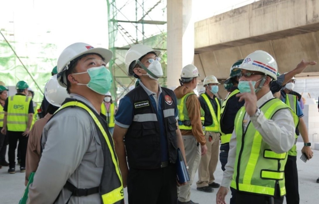 รฟม. ตรวจเข้มความปลอดภัยในการก่อสร้างโครงการรถไฟฟ้าสายสีชมพูส่วนต่อขยาย ช่วงสถานีศรีรัช – เมืองทองธานี