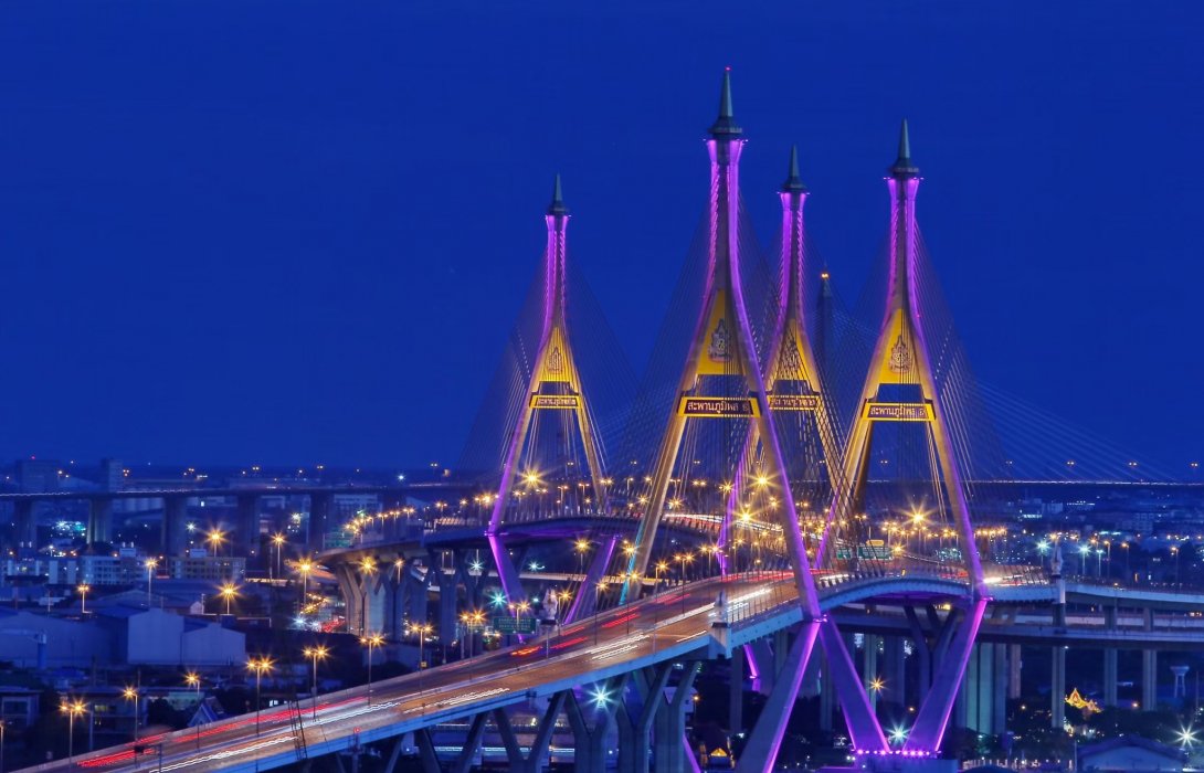 ทช.เปิดไฟประดับสะพานภูมิพล 1 และสะพานภูมิพล 2 