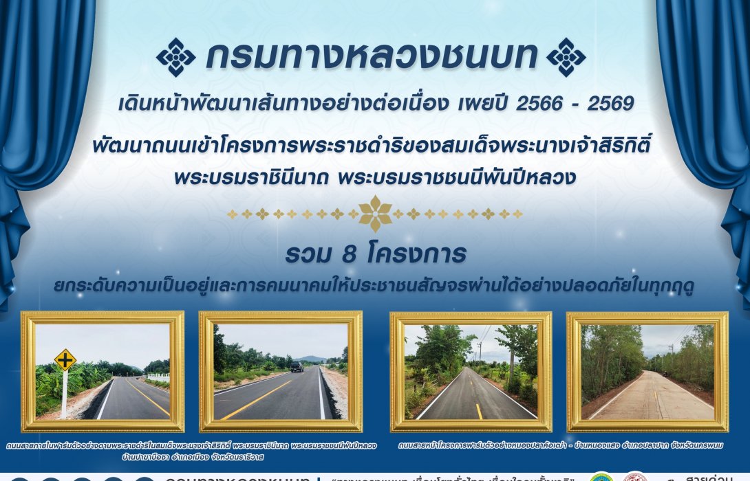 กรมทางหลวงชนบท วางกรอบปี 66-69 พัฒนาถนนเข้าโครงการพระราชดำริฯ 8 โครงการ