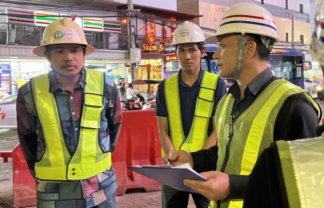 รฟม. ตรวจเข้มความปลอดภัยในการก่อสร้าง โครงการรถไฟฟ้าสายสีส้มฯ ช่วงเวลากลางคืน (Night Audit)