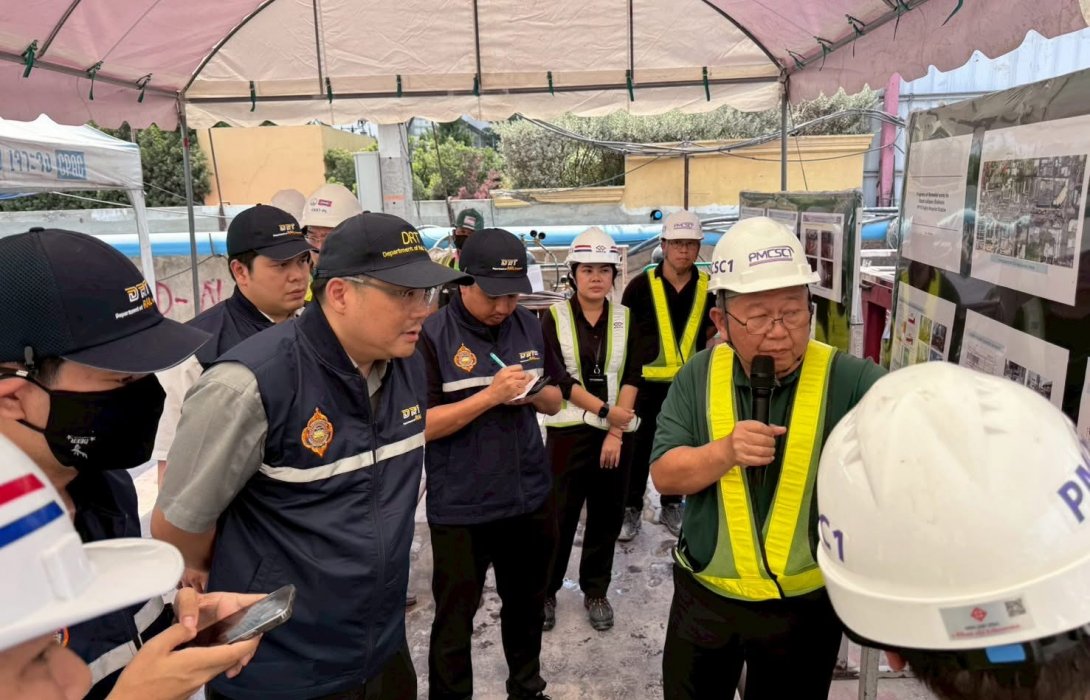 “ขร.” ลงพื้นที่รถไฟฟ้าม่วงใต้ ติดตามความคืบหน้าการแก้ปัญหาถนนสามเสนทรุดตัว