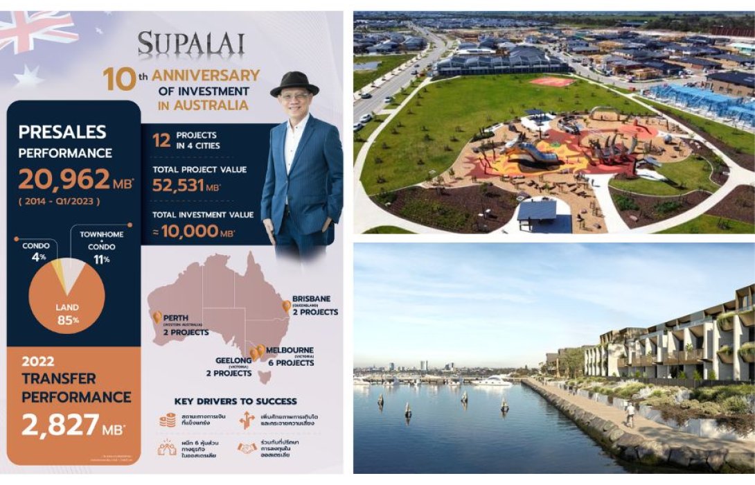 “ศุภาลัย” บุกออสเตรเลีย ครบรอบ 10 ปี ยอดขายรวมทะลุกว่า 2 หมื่นลบ. กางแผนรุกลงทุนอสังหาฯ ต่างประเทศต่อเนื่อง